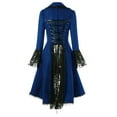 thumbnail image 5 of OSOLU Women's Halloween Dress Coat Lapel Design Lace Sleeve Lace Trim Open Back Lace Up Uneven Hem Holiday Party, Blue, 5 of 6