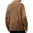thumbnail image 5 of USNSM Men's Commuting Cardigan Button Down Side Pockets Stand Up Collar Thick Knit Sweater Jacket for Casual Fall Wear Brown XXXXL, 5 of 8