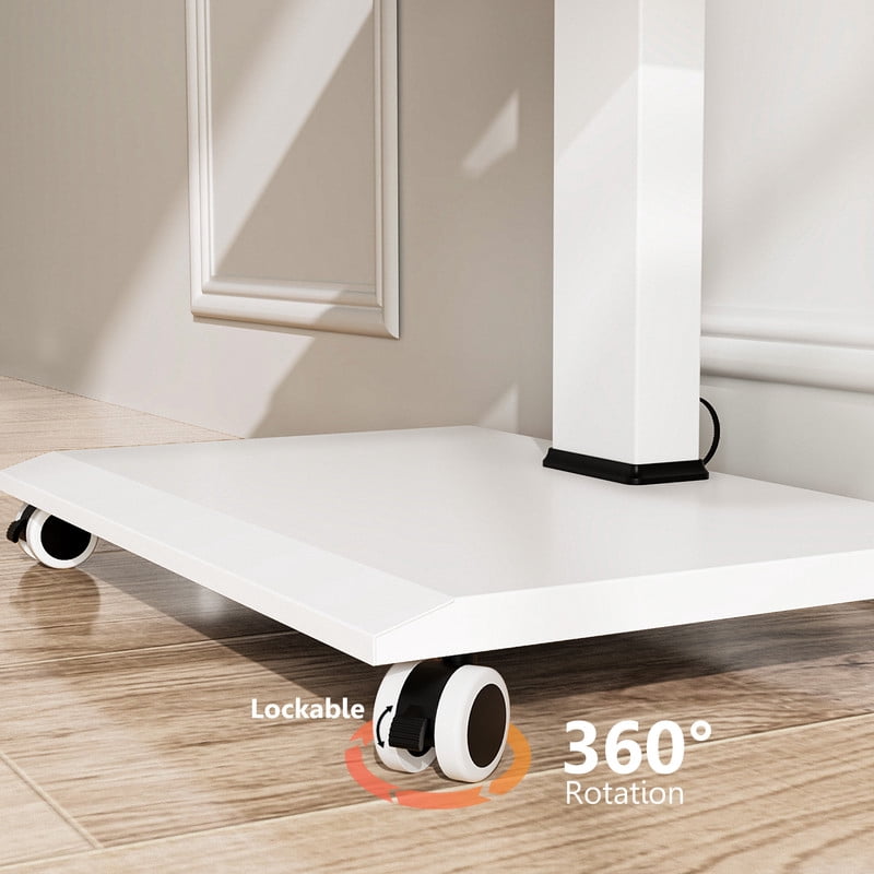 FITUEYES Rolling TV Stand for 32-70 inch with One Shelf,White
