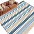 thumbnail image 6 of Khaki Blue Striped Area Rug 6x9 Washable Rug Non Slip Farmhouse Stripes Modern Abstract Art Large Area Rug Soft Stainresistant Indoor Floor Carpet for Living Room Bedroom Home Office Dining Room, 6 of 8