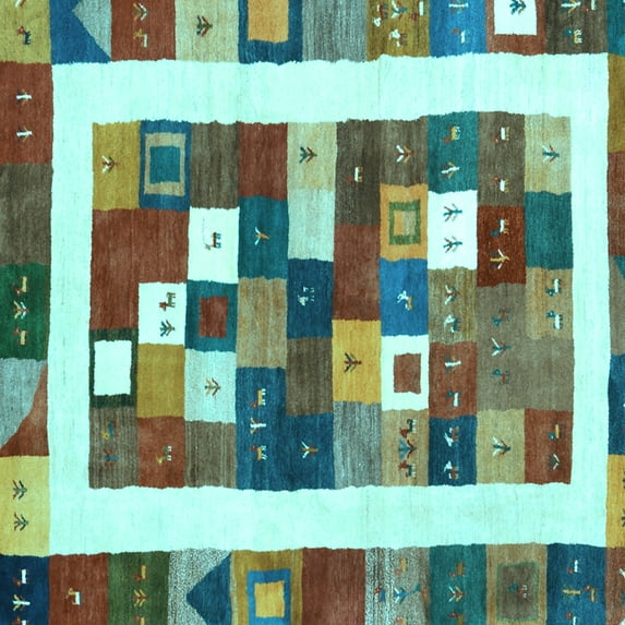 Ahgly Company Indoor Square Abstract Light Blue Contemporary Area Rugs, 5' Square