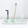 thumbnail image 2 of Mini Ceramics Handmade Couple Toothbrush Holder Stand for Bathroom Vanity Countertops, Pack of 2, 2 of 7
