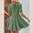 thumbnail image 6 of Yuwull Dresses for Women 2023 Casual Mini Dress Women Plus Size Short Sleeve Dress Hawaiian Beach Solid Color Sundress Summer Lounge Wear On Clearance, 6 of 8