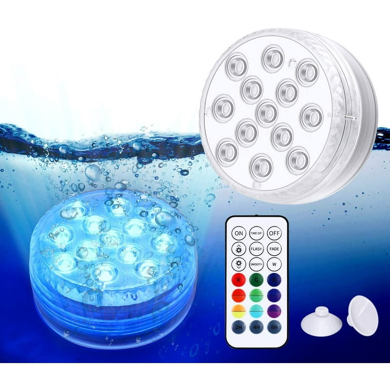 Submersible LED Lights with Remote RF,Full Waterproof Pool Lights for  Inground Pool ,Color Changing Underwater Lights for Ponds Battery Operated  (4