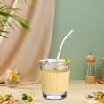 thumbnail image 1 of Taza de cristal de 350ml, taza de té de agua, taza de café resistente al calor con y tapa para bebidas, y adultos, té de la leche, agua, amarillo Macarena Taza de café, 1 of 8
