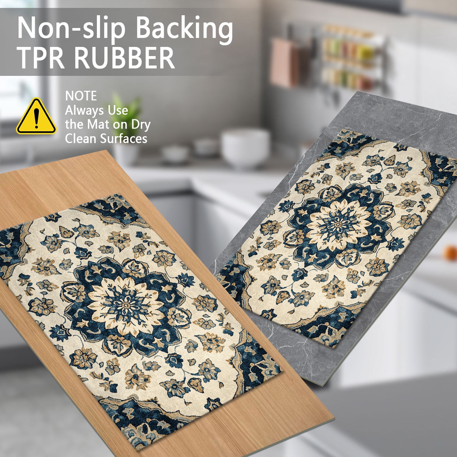 3 Piece Kitchen Rug Set, Non-Slip And Washable, Abstract Pattern Kitchen Hallway Rug, Soft And Comfortable, Suitable For Sinks, Floors, Entrances, Hallways and Bathrooms