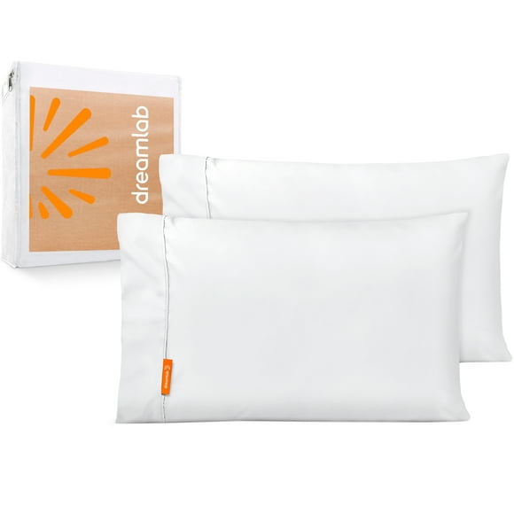 Dreamlab 2 Pack de Fundas de Almohada Premier 1800 Collection | Fundas de Almohada de Microfibra de Lujo de Doble Cepillado, Hipoalergénicas | 2 Piezas Tamaño King Size: 51 cm x 101 cm, Blanco