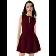 thumbnail image 2 of Vestido Mini Sin Mangas de Corte A para Mujer, de Verano, con Lazo, para Fiesta en Club, con Cremallera Corta Vino Tinto L, 2 of 10