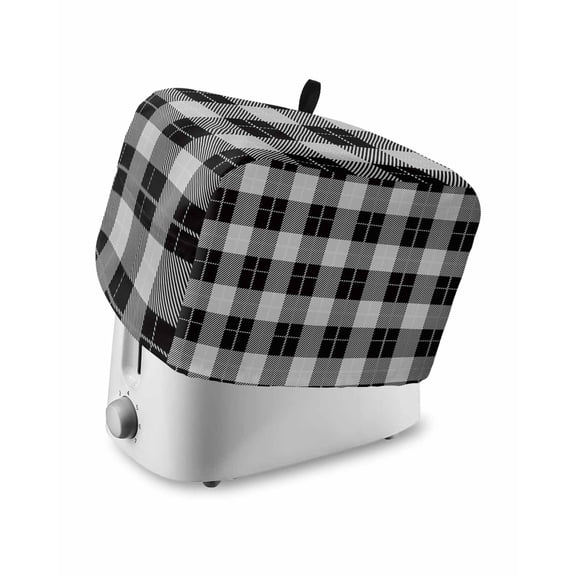 Toaster Cover 4 Slice Black White Check Plaid Toaster Oven Cover with Pockets Buffalo Plaid Dustproof Bakeware Protector Small Kitchen Appliance Dust Covers and Fingerprint Protection