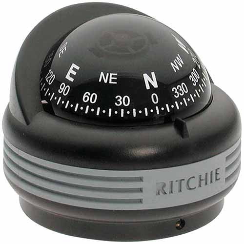 RITCHIE COMPASSES TR33 Compass, Surface Mount, 2.25" Dial, Blk