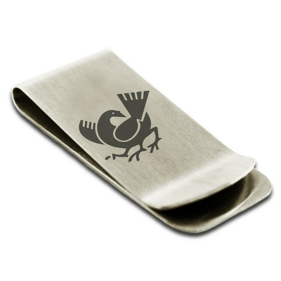 Stainless Steel Yata Crow Kamon Crest Engraved Money Clip Credit Card Holder