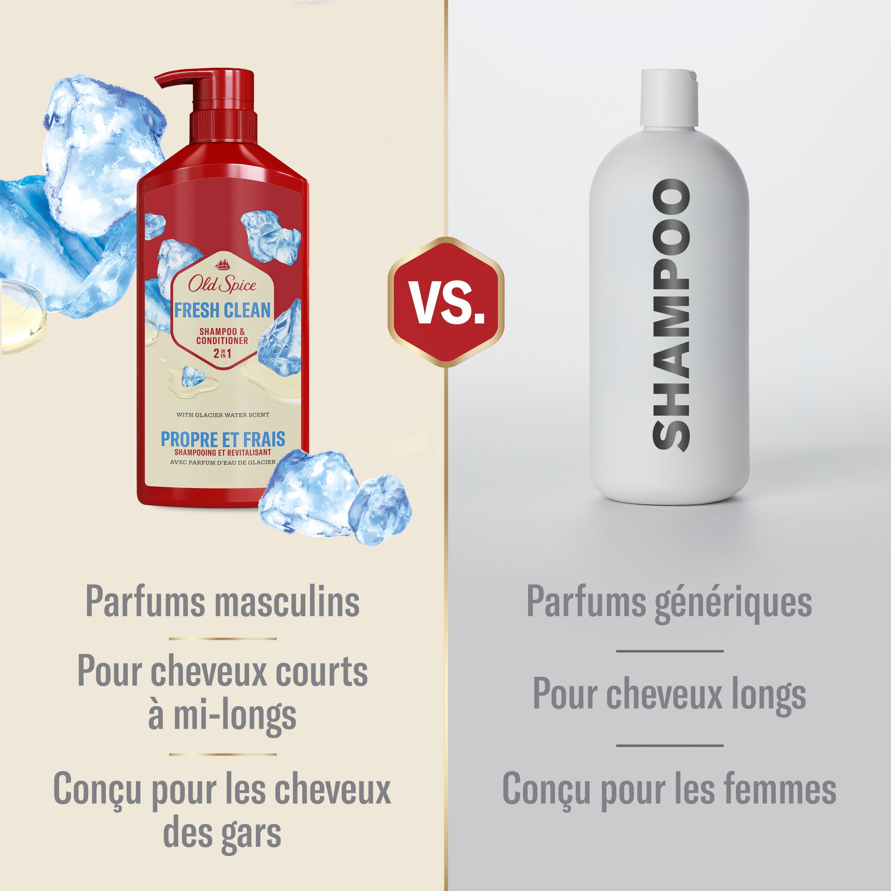 Old Spice Fresh Clean Shampoo and Conditioner 2in1 for Men with Glacier Water Scent, for Thick and Healthy Hair for Men, 650ML