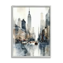 Stupell Industries New York Urban City Travel & Places Painting Gray Framed Art Print Wall Art, 24 x 30
