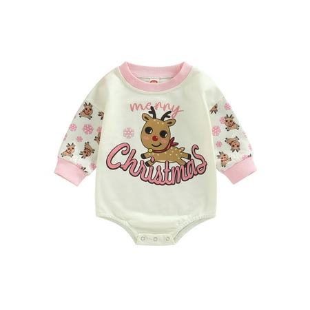 

Meihuida Christmas Toddler Baby Rompers Snowman/ Elk/ Santa Print Casual Long Sleeve Jumpsuit