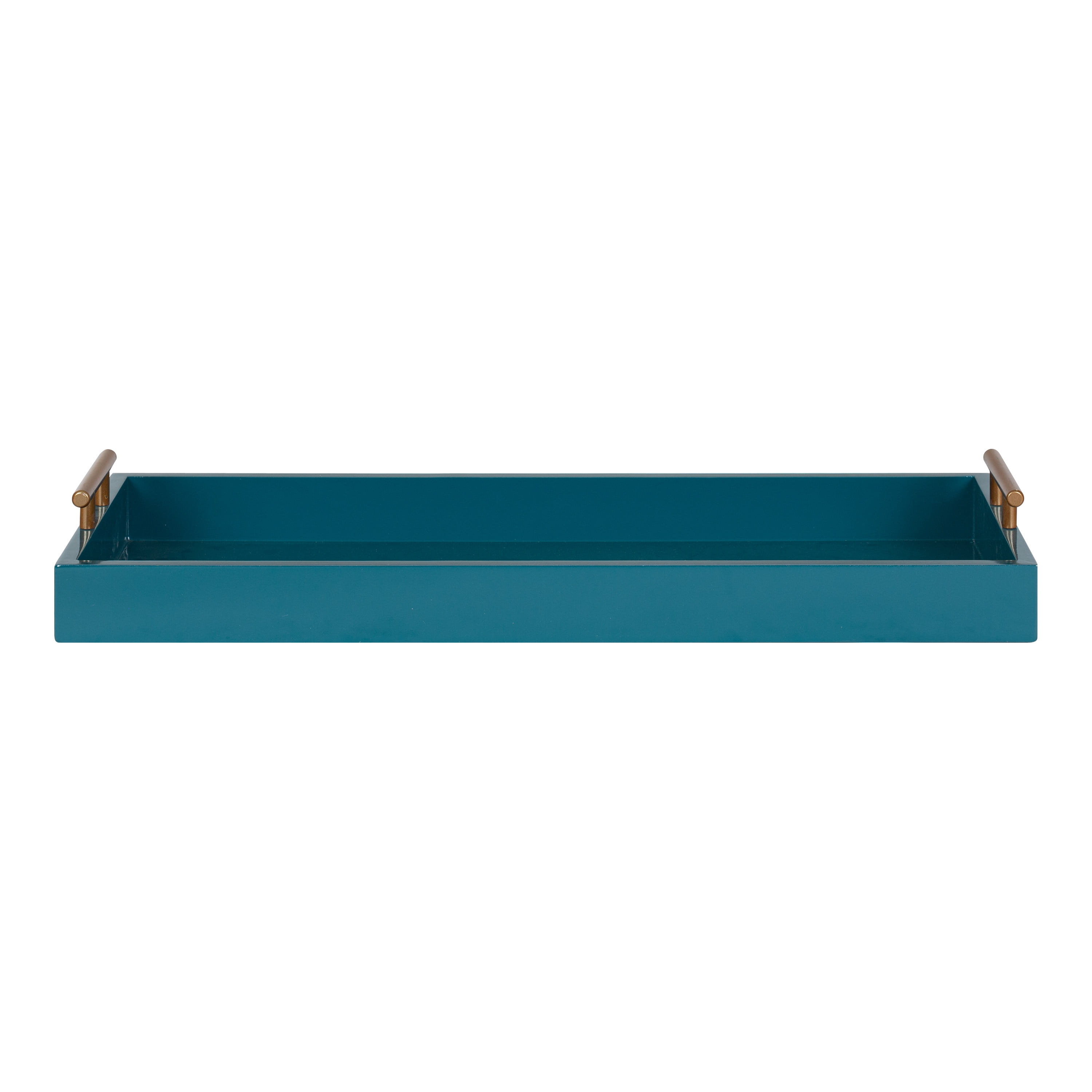 Kate and Laurel Lipton Modern Narrow Tray, 10 x 24, Teal, Midcentury Serving Tray for Storage and Display