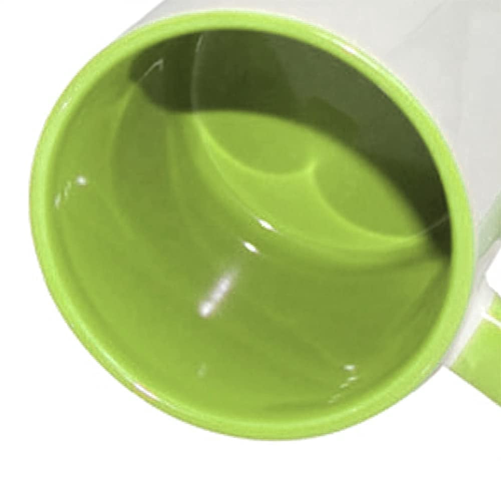MR.R 11oz Set of 6 Sublimation Blanks Dishwasher Ceramic Coffee Mugs with Green Color Mug Inner and Handle Drinking Cup Mug For Milk Tea Cola Water