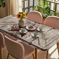thumbnail image 3 of Texas Star Retro Table Cloths for 4 Foot Rectangle Tables, Red Wooden Berry Vintage Patio Waterproof Elastic Fitted Tablecloths, Washable Rectangular Table Cover for Camping, 3 of 8