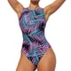 thumbnail image 1 of MKLEKYY Trajes De Baño Dama Leaf Print Monokini Zipper Swimsuit Women High Neck Swimwear Female Vintage Bodysuit Bathing Suit, 1 of 6