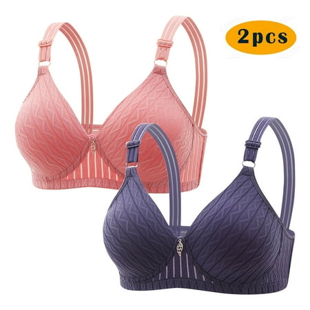 GERsome Women s Pack of 2 Assorted Color Push Up Wireless Bra Padded T Shirt Bras No Underwire Plunge Bralette Full Coverage 2PC#Pink/Blue XXL