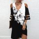 thumbnail image 2 of Moda mujer Casual Sexy cuello en V estampado verano 3/4 manga Mini vestido Fridja  yut3624, 2 of 9