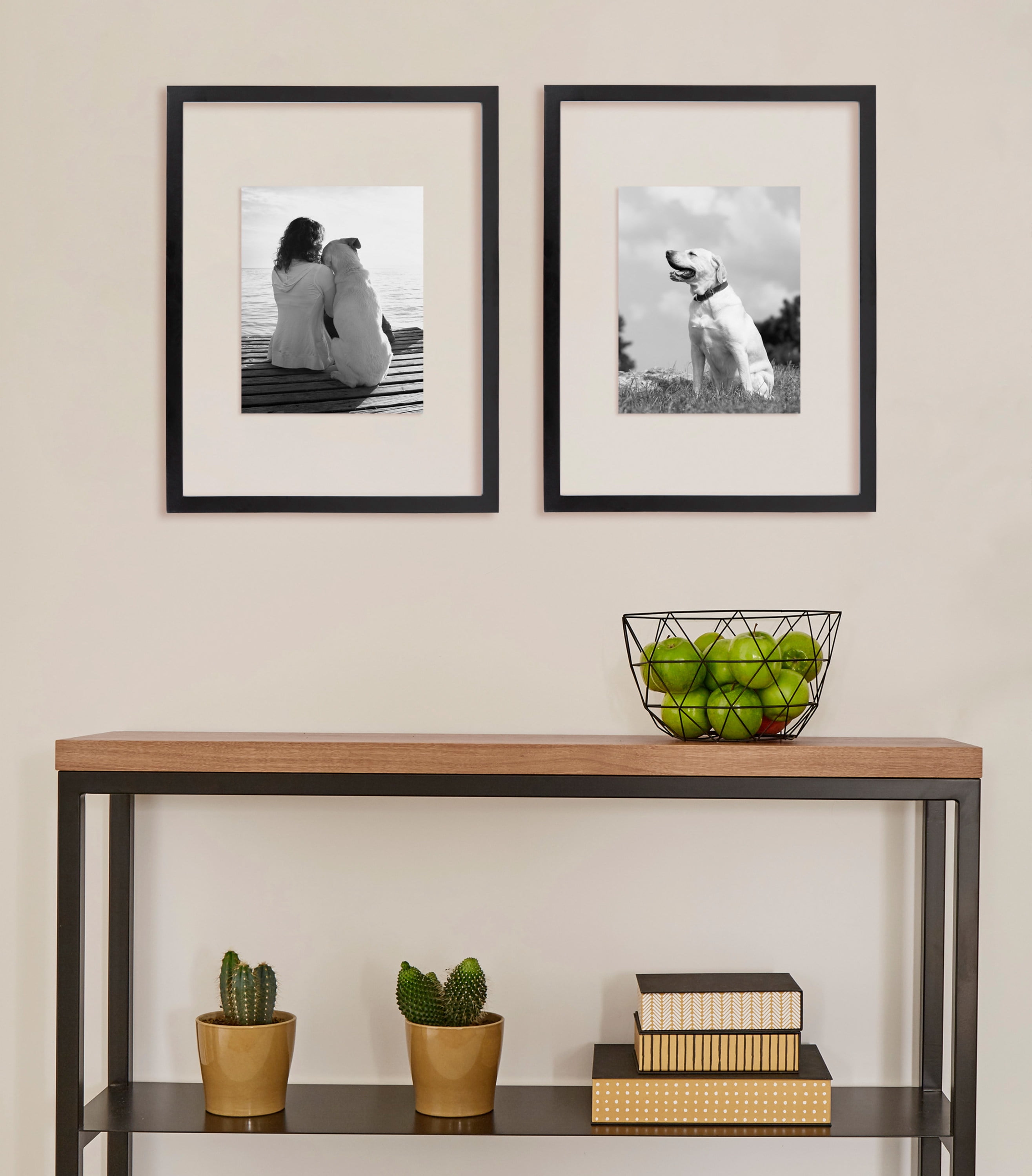 DesignOvation Modern Gallery Floating Wood Picture Frame, Set of 2, 14" x 18", Black, Floating Picture Frames for Wall