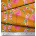 thumbnail image 2 of Soimoi Cotton Poplin Fabric Floral Wreath & Flamingo Bird Print Fabric by The Yard 56 Inch Wide, 2 of 3