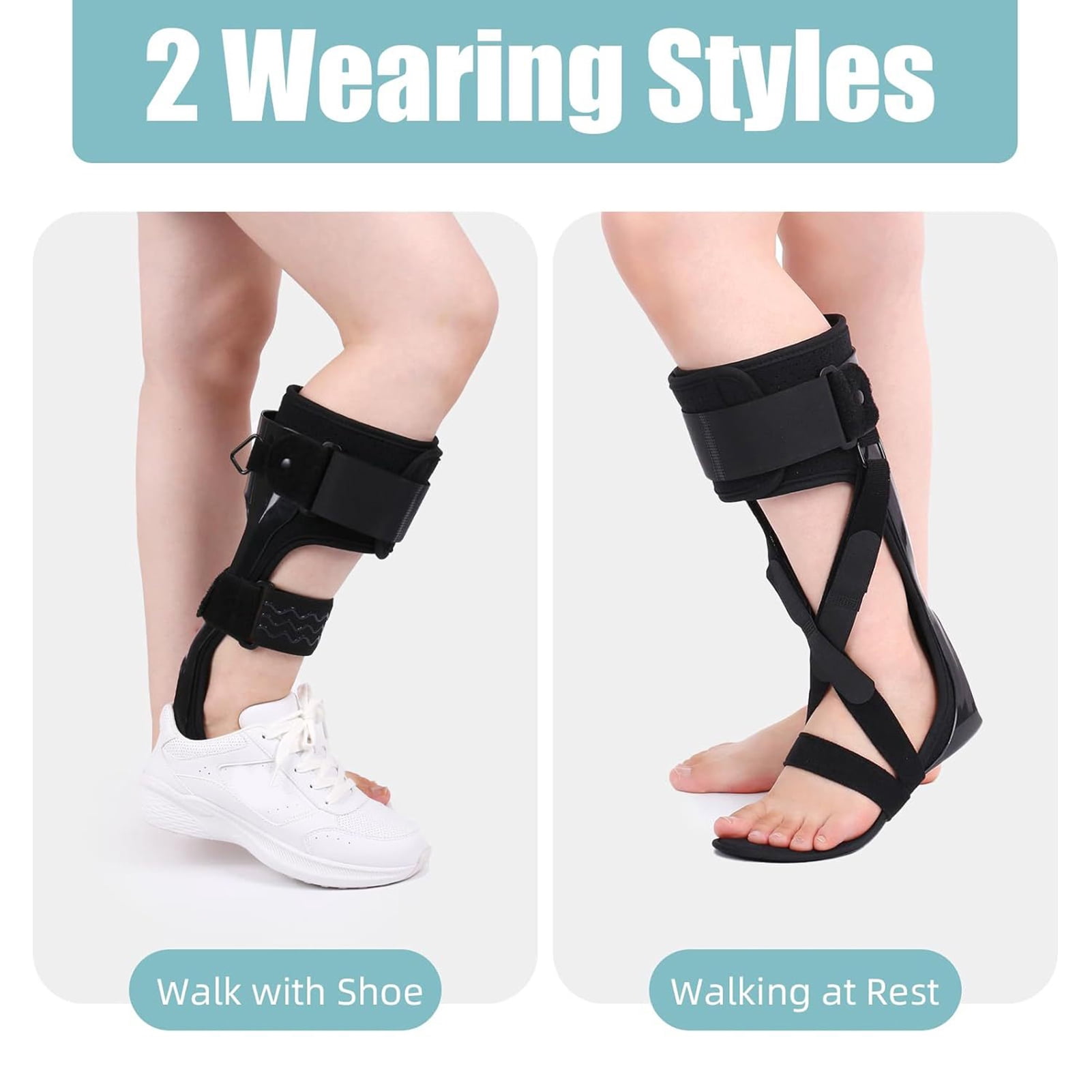 Pebbuoy Drop Foot Stabilizer Ankle Brace with Adjustable Strap Soft Lining Wear Resistant Pain Relief Ergonomic Foot Support Brace