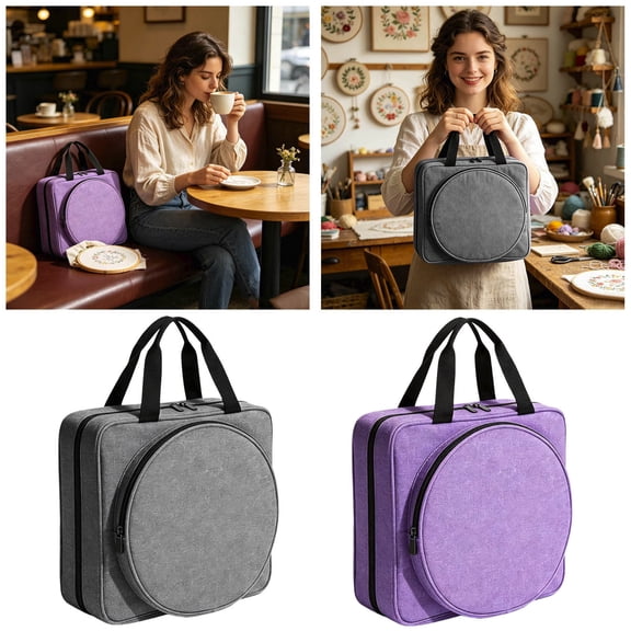 Embroidery Project Bag Embroidery Supplies Storage Carrying Tote Case with Multiple Pockets for Floss Thread Stitch Tools Kit Bag Only
