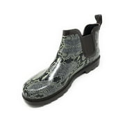 Forever Young Women's Pull Up Black and White Plaid Print Rain Boots