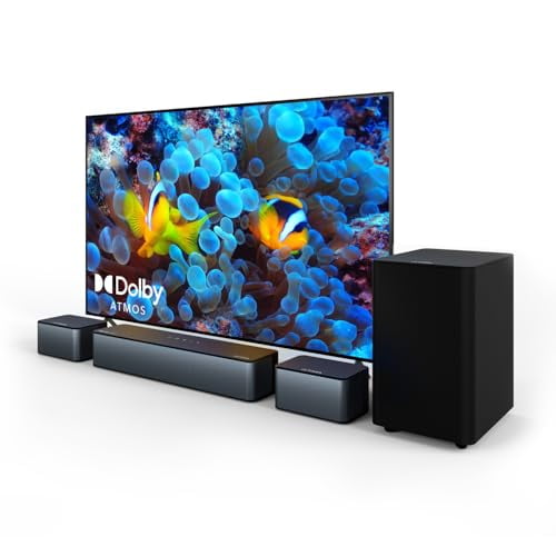 ULTIMEA Barra de Sonido 5.1 con Dolby Atmos, Sistema de Sonido Envolvente de 410W para TV, Barras de Sonido 3D para Smart TV con subwoofer, Sonido Envolvente y Graves Ajustables, Barras de Sonido Home