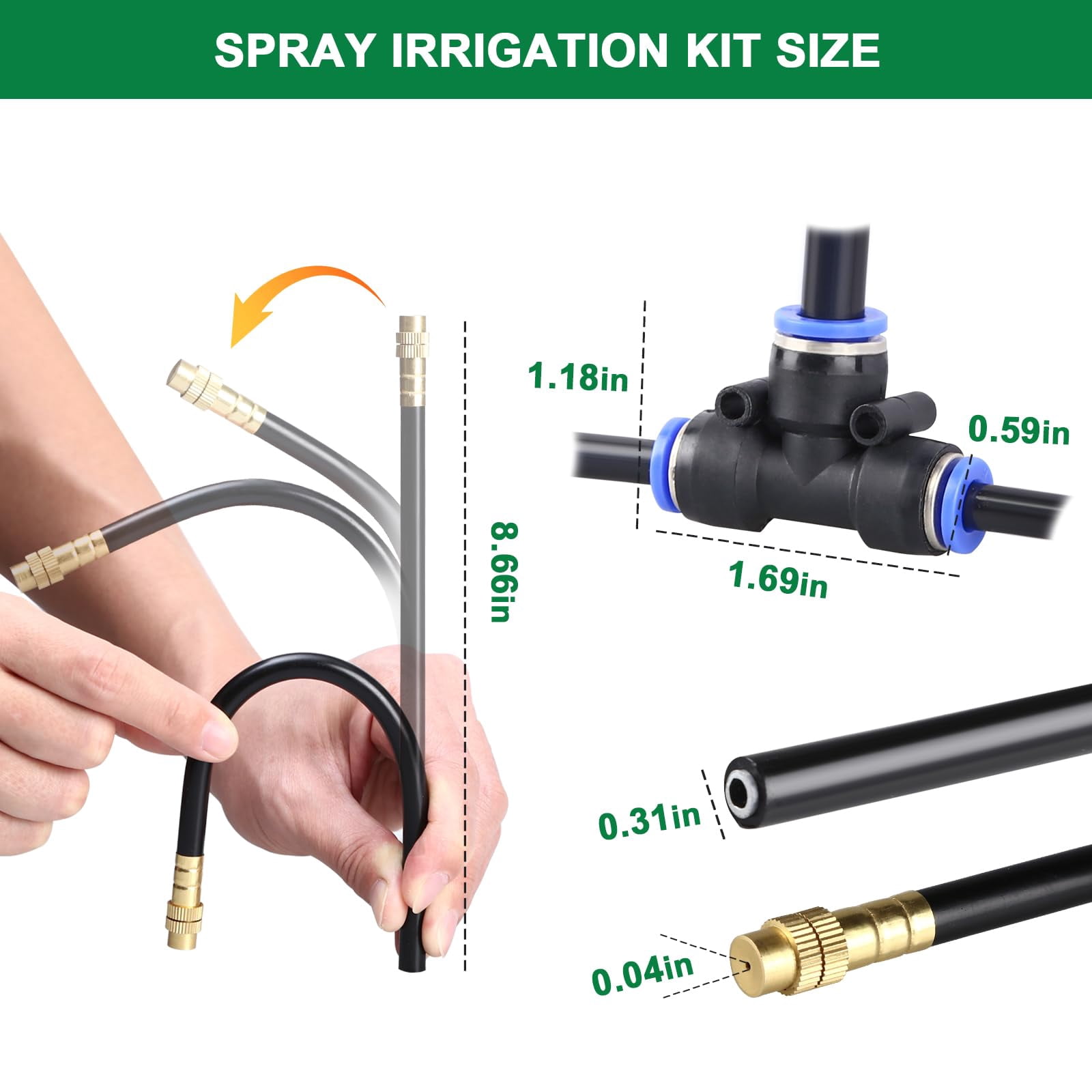 Drip Irrigation System  2026-upgrade 200ft 1/4" Garden Watering With 40 360° Adjustable Copper Nozzles Diy Kit For Lawn Greenhouse Raised Beds & Outdoor Plants