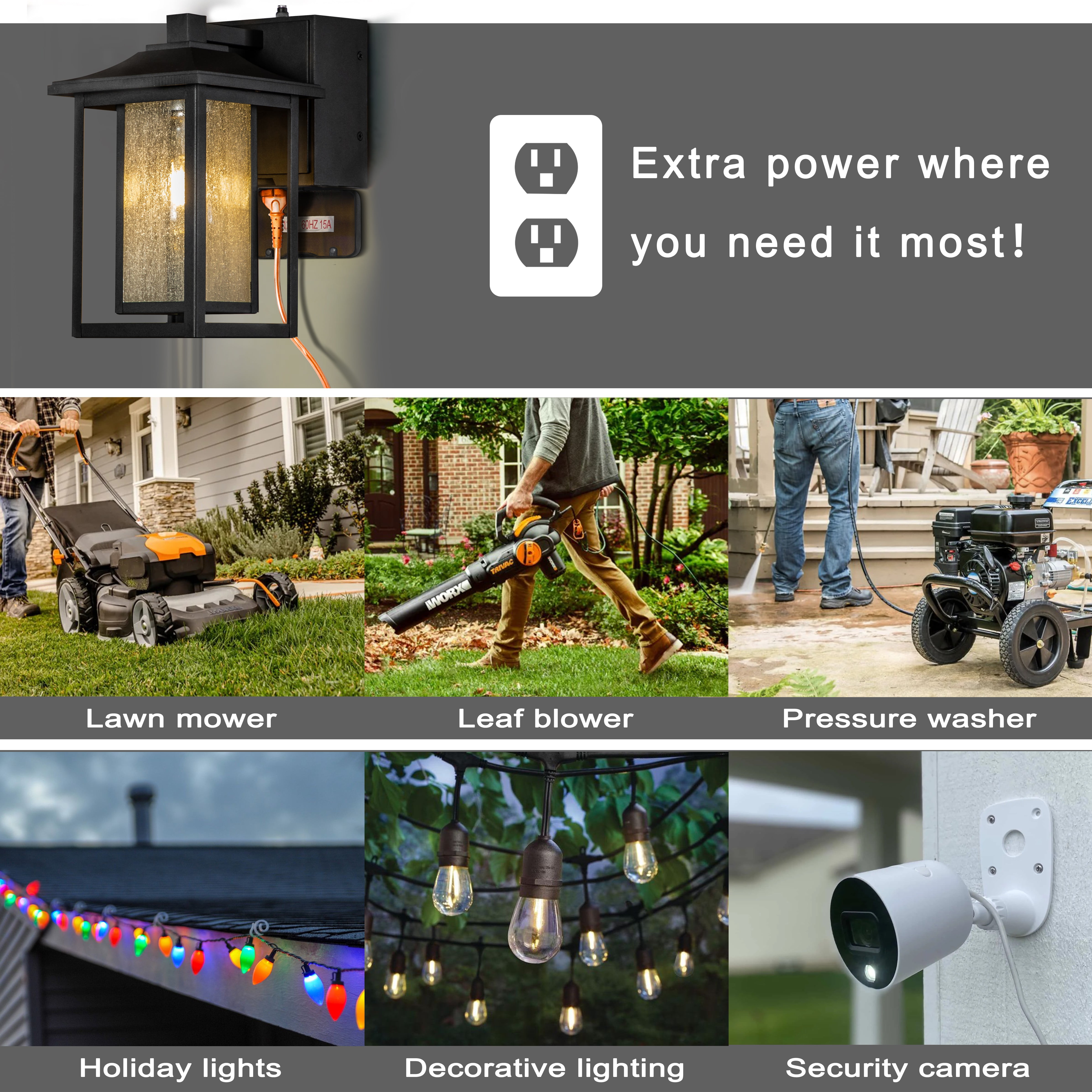 1 Light Black Dusk to Dawn Sensor Outdoor Wall Sconces with Seeded Glass and built-in GFCI Outlets