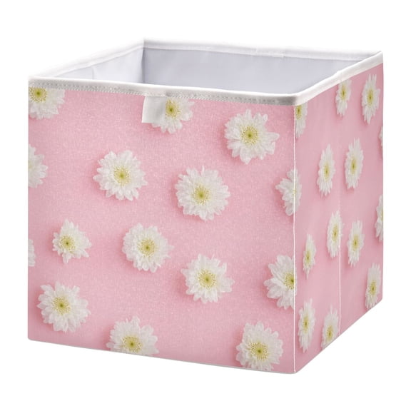 Open Home Storage Bins Durable Foldable Fabric Organizers for Clothes Toys Books 11.02x11.02x11.02 in Small Yellow Daisy