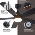 thumbnail image 3 of Ventilador de Techo 52" con Lámpara LED, Control Remoto y App, 6 Velocidades, Luz Fría/Cálida/Neutra, Aspas Rectas, Estilo Vintage en Grano de Madera, Ideal para Salas y Dormitorios, 3 of 8