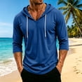 thumbnail image 6 of Vxararl3/4 Sleeve Hoodies for Men Trendy Hooded Graphic Sweatshirts Fall Winter Fleece Hoodies Big and Tall Loose Sweaters Blue 3XL, 6 of 6