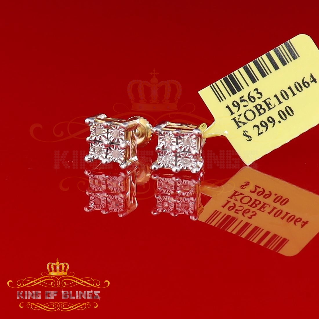 King of Bling's 0.10ct Diamond Stud Yellow 925 Sterling Silver Stud For Ladies Style Earrings