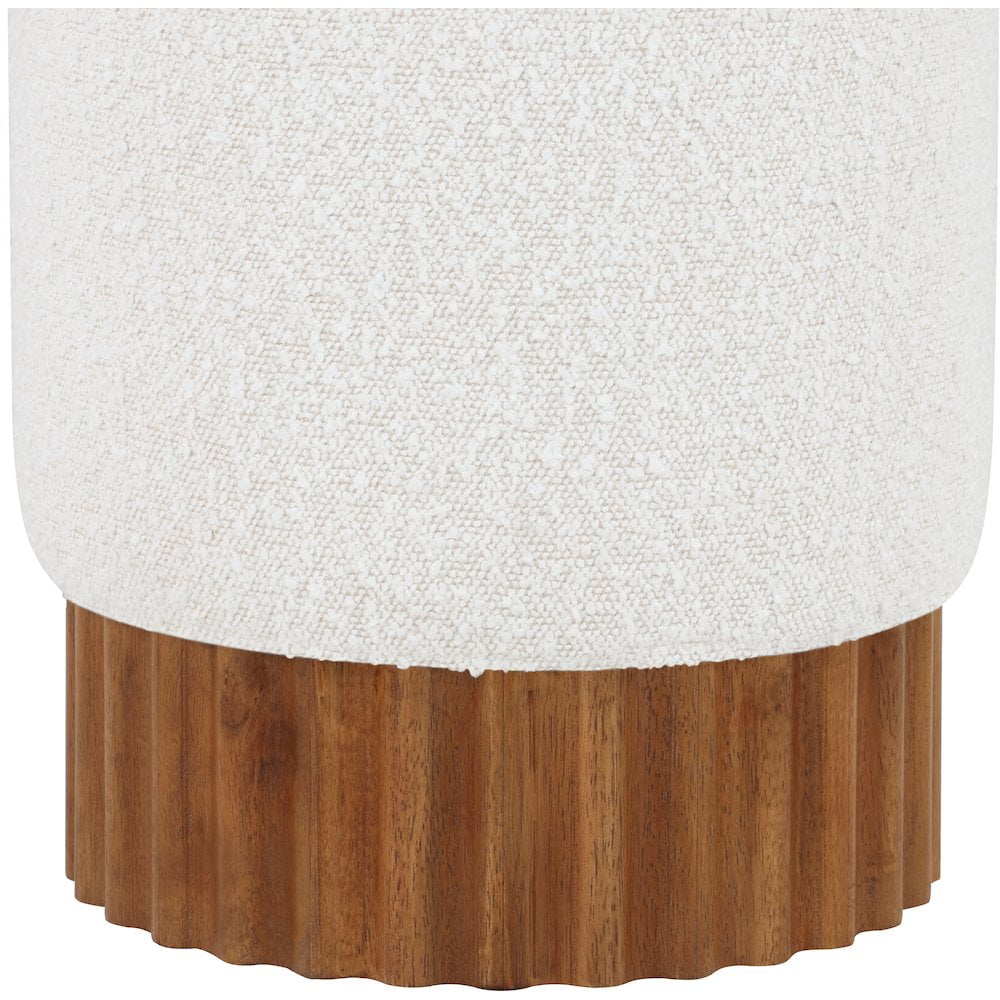 Meridian Furniture Veranda Boucle Fabric Ottoman/Stool in Cream/Brown