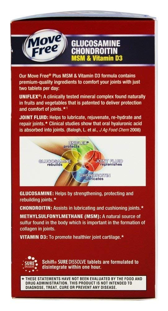 3 Pack - Move Free Advanced Plus MSM and Vitamin D3 Joint Health Supplement with Glucosamine and Chondroitin 80 ct
