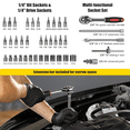 thumbnail image 6 of Cshidworld 171 Piece Household Tool Kit/Mechanics Tool Set, Socket Wrench Auto Repair Tool Combination Package 1/4" Ratchet Wrench, Hand Mechanics Tools Kit Socket Set with Plastic Toolbox, 6 of 9