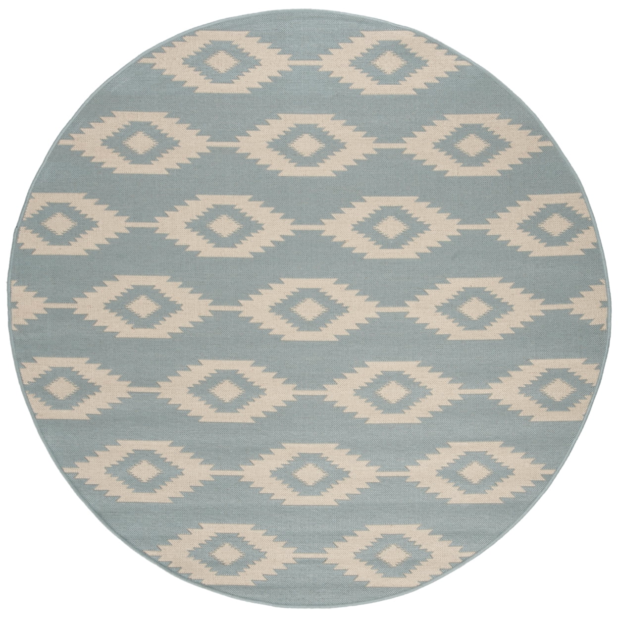 SAFAVIEH Beach House Vasiliki Geometric Indoor/Outdoor Area Rug, Cream/Aqua, 5'3" x 7'6"