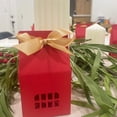 thumbnail image 3 of Wrapables House Shaped Gift Boxes with Ribbons for Weddings, Housewarming, Cookies, Candies, Treats, Party Favors (Set of 12), Red, 3 of 11