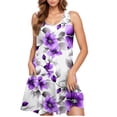 thumbnail image 5 of Ovzne Robes pour Femmes Robe pour Femme Robe Décontractée Grande Taille Sans Manches Col Rond Courte Robe Florale Robe de Vacances Liquidation, 5 of 5
