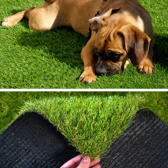 Moxie Artificial Grass Rug Outdoor Indoor 5FTX15FT Fake Grass Carpet Green Synthetic Grass Pet Turf Realistic Faux Grass Rug with Drain Holes for Garden Lawn Landscape Balcony Home Decor Patio
