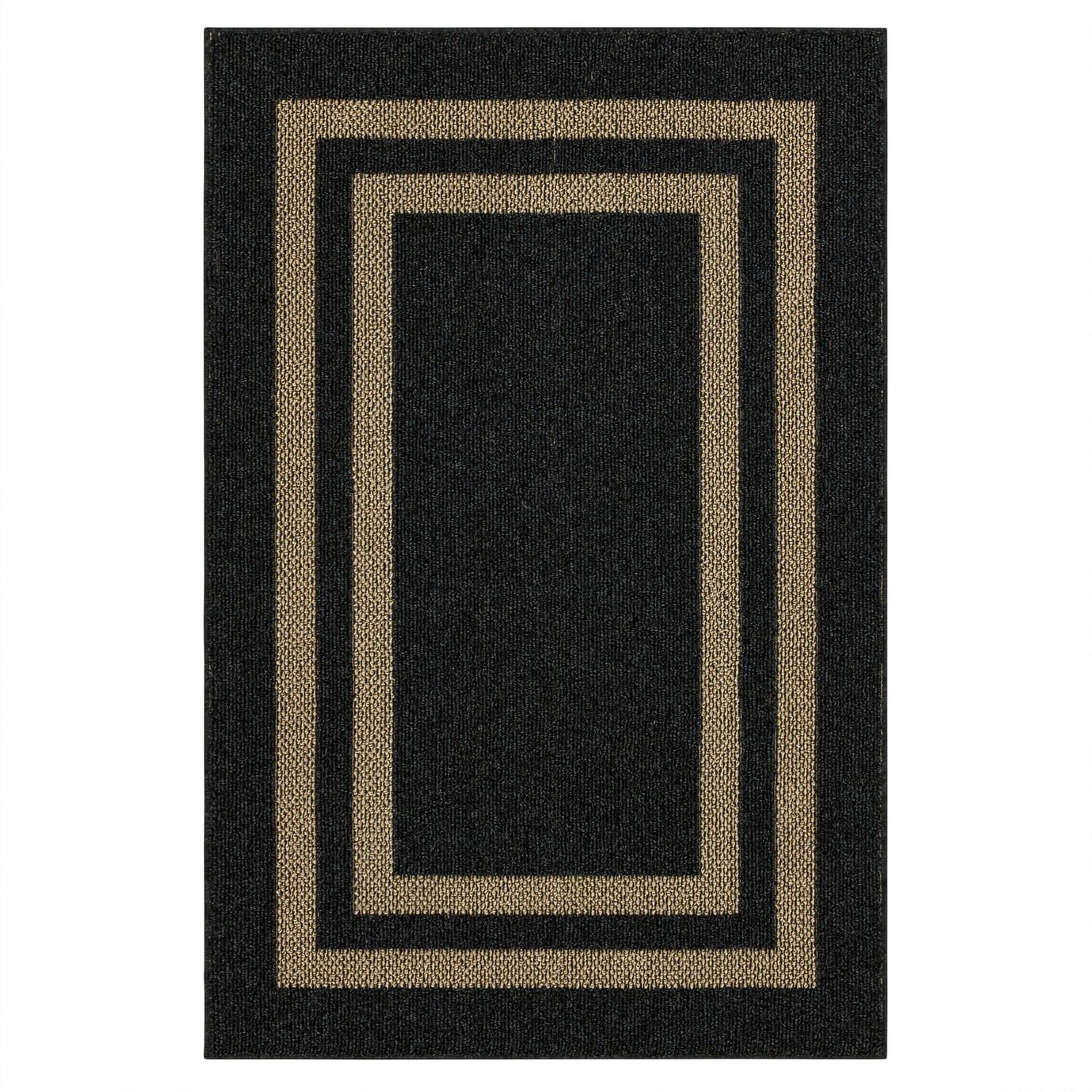 Mohawk Home - Tapis touffeté en polyester à motif de bordures, noir/havane