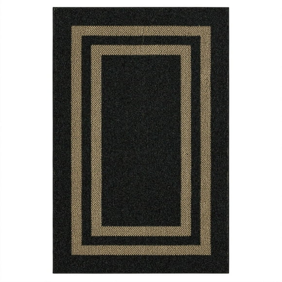 Mohawk Home Hall Border Near Black/Tan Tufted Polyester Area Rug