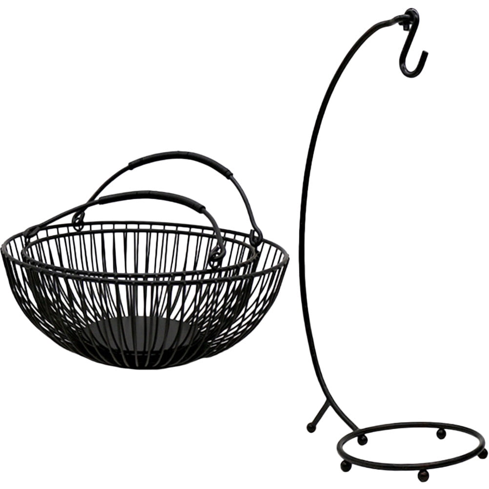 FRCOLOR  Storage Basket Fruit Bowl Divided Serving Tray with Lid Modern Black
