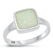 CHOOSE YOUR COLOR White Simulated Opal Promise Ring .925 Sterling Silver Cocktail Band CZ Female Size 5