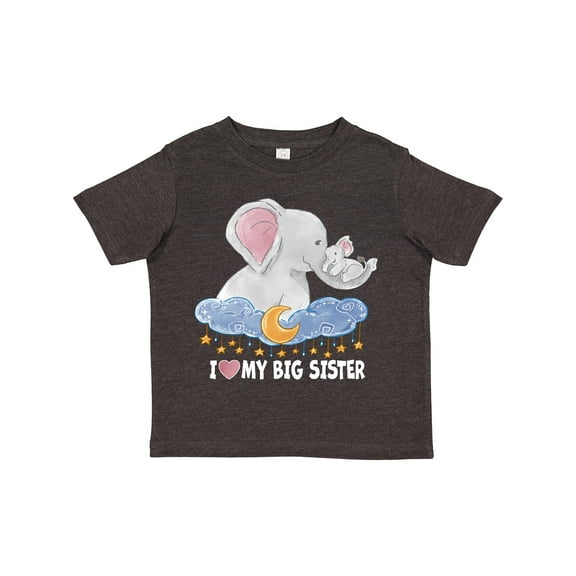 Inktastic I Love My Big Sister Cute Elephants with Moon and Stars Boys or Girls Toddler T-Shirt