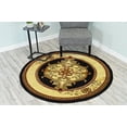 thumbnail image 6 of Glamour Thick Plush Oriental Area Rug Traditional Carpet Floral Medallion Design-206 (5'3"x5'3" Round,Black), 6 of 31