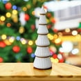 thumbnail image 4 of White Christmas Tree Figurines Tabletop Tree 9.5 Inch Small Wooden Christmas Trees Figurine Home Decor Decorative Xmas Trees for Table Indoor Decor Elegant Fireplace Living Room, 4 of 6